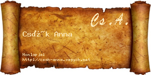 Csák Anna névjegykártya